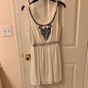 White dress with black pattern